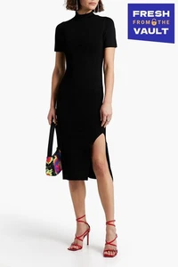 RRP€522 ALICE + OLIVIA Sheath Dress Size M Black Mid-Weight Knit Slit - Picture 1 of 6