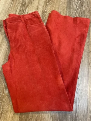 Worth Brand - 红色 100% 皮革女式 8 码裤子 - 全衬里二手状况完好 — 第 1/4 张图片