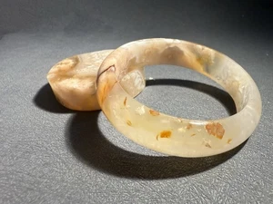 57.3mm Madagascar Sakura Agate Cherry Blossom Bangle - Picture 1 of 18