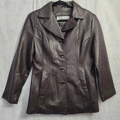 Chaqueta de Cuero Wilsons Abrigo Botón Años 90 Y2K Marrón Trench Pelle Studios L De Colección Foto 1 de 4