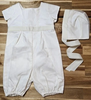 ATELIER D'Ocon Baby Boy Christening Baptism Beige dress European With Hat 3-6 mo - Image 1 of 4