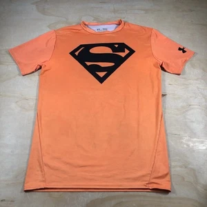Superman Under Armour Shirt Mens XL Orange Compression Alter Ego Gym Training - Picture 1 of 10