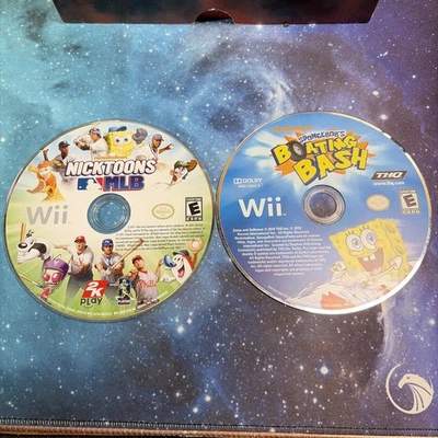 Nicktoons MLB + SpongeBob’s Boating Bash- Nintendo Wii DISCS ONLY Tested - Image 1 of 4