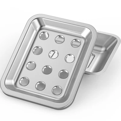 Jabonera de acero inoxidable de gran tamaño | Soporte de metal de encimera con drenaje Foto 1 de 4