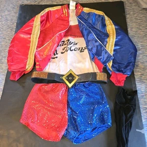 Harley Quinn Suicide Squad Attached Top Jacket, Shorts, Stocking & Belt Size Med - Picture 1 of 11