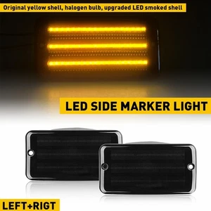 For 1997-2006 Jeep Wrangler TJ Smoke Bumper Fender Side Marker Lights Amber 2Pcs - Picture 1 of 20