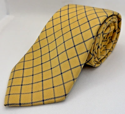 VTG Lands' End Silk Window Pane Men's Necktie 3.25x 60 Yellow Made in USA FreSHP - Image 1 of 4