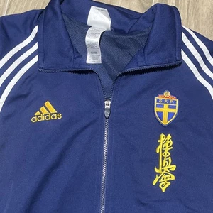 Vintage Y2K Adidas Sweden Mens XL Jacket Navy Blue Kyokudo Karate USA Chicago - Picture 1 of 12