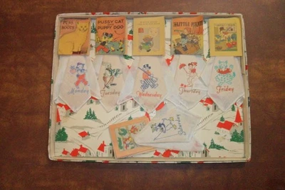 JUEGO DE PAÑUELOS DE SEIS DÍAS DE LA SEMANA 1950 CON LIBROS PAÑUELOS EN EXCELENTE ESTADO VER FOTO Foto 1 de 2