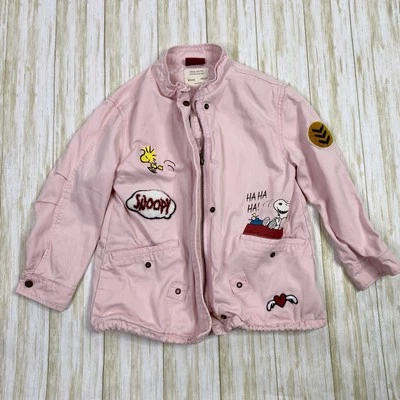 Zara x Peanuts Girls Size 8 Pink Military Style Jacket Snoopy Kids - Image 1 of 4