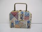 Vintage Holly Hobbie Fabric Quilted Quilt Box Purse Hard Case Metal Handles