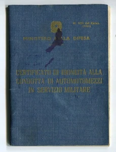 Italy 1968 Certificate of Suitability for Driving vehicles in military service - Picture 1 of 4