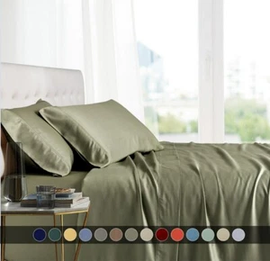 Split Top King Bed Sheet Set 100% Bamboo Viscose Head Split Super Soft Sheets - Picture 1 of 15