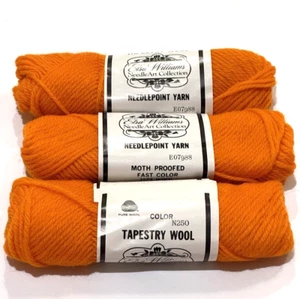 VTG Elsa Williams Tapestry Wool Yarn N250 Orange E07988 Autumn Fall USA Lot of 3 - Picture 1 of 13