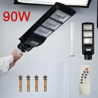 90W Solar Street Light LED Solar Flood Lights Outdoor Street Lights w/ Remote - Image 1 of 4