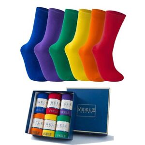 Vkele Crew Socken bunte Herrensocken Business Strümpfe einfarbig 1-6 Paar 39-46