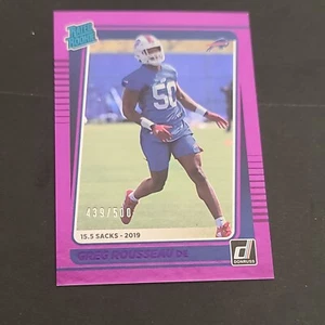 Greg Rousseau #439/500 Rated Rookie Purple Foil 2021 Donruss #344 Bills - Picture 1 of 10