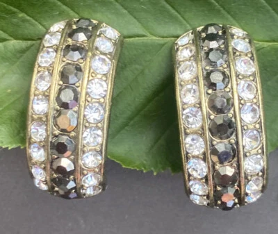 Pendientes de clip de cristal blanco y negro firmados HEIDI DAUS Storybook Volumen II nuevos Foto 1 de 4