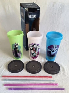 Disney Villains Color-Changing 24-oz Tumbler Set 3-Pack with 3 Lids 4 Straws NEW - Picture 1 of 6