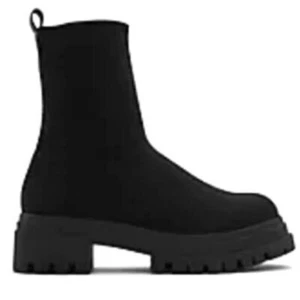 Aldo schwarze North Strick-Stiefeletten zum Überziehen klobiger Stollen Keilsohle Damen 7 neu ohne Etikett - Bild 1 von 10