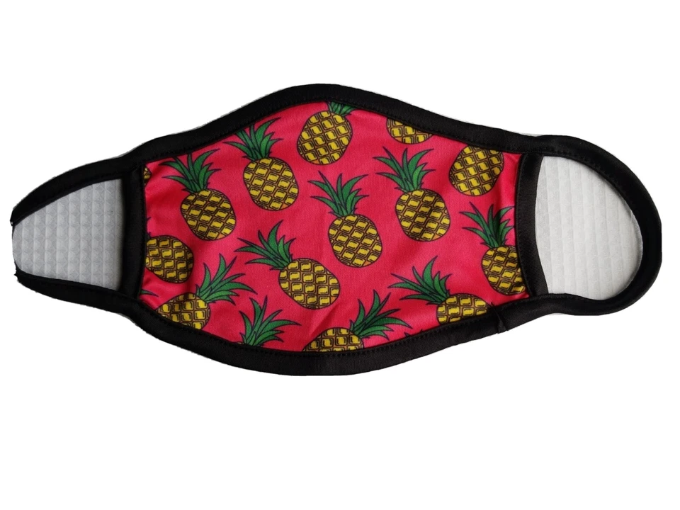 Piña Frutal Nueva Mascarilla Poliéster Material Reutilizable Lavable Hecha en EE. UU. Foto 1 de 1