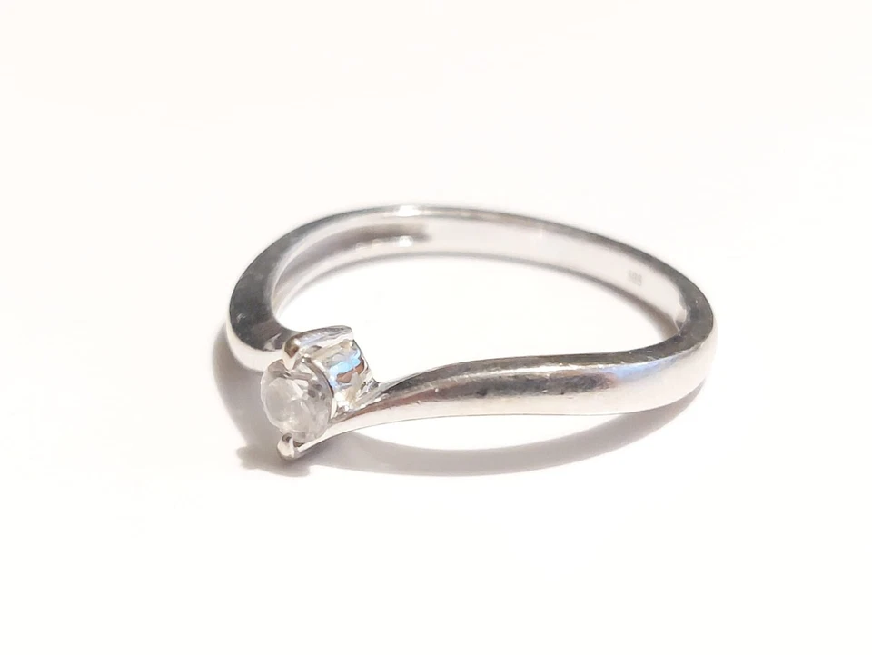 EXKLUSIVER PRINCESS WEIßGOLD RING 585/14K,TOP LUXUS SOLITÄR STYL.Zirkonia - Bild 1 von 4