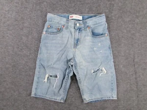 Levis 511 Shorts Boys 10 Blue Slim Fit Distressed Adjustable Waist Light Wash 25 - Picture 1 of 12