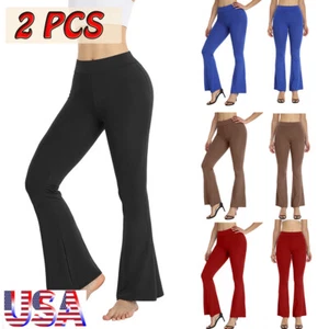 Women Bootcut Yoga Pants With Pockets Workout Bootleg Stretch 31" Yoga Pants US - Picture 1 of 23