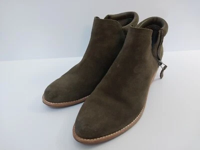 Steve Madden Mujer Tobii 7.5 7 1/2 Verde Oliva Gamuza Botines Cremallera Botín Foto 1 de 4