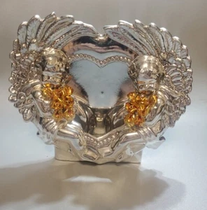 Antique Silver & Gold Angel Cherub Heart Picture Frame - Picture 1 of 14