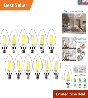 Energy-Efficient 12-Pack E12 LED Candelabra Bulbs 450 Lumens, Vintage Style - Image 1 of 4