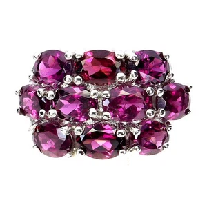 925 Sterling Silver Ring Oval Rhodolite Garnet 7x5mm Gemstone Jewelry Size 8.5 - Picture 1 of 14
