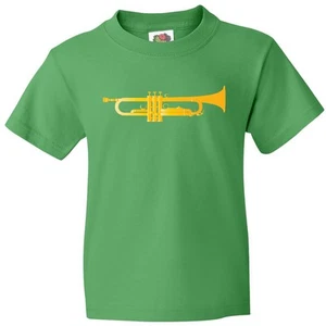 Inktastic Trumpet Gold Brass Music Instrument Youth T-Shirt Player Musical Band - Picture 1 of 12
