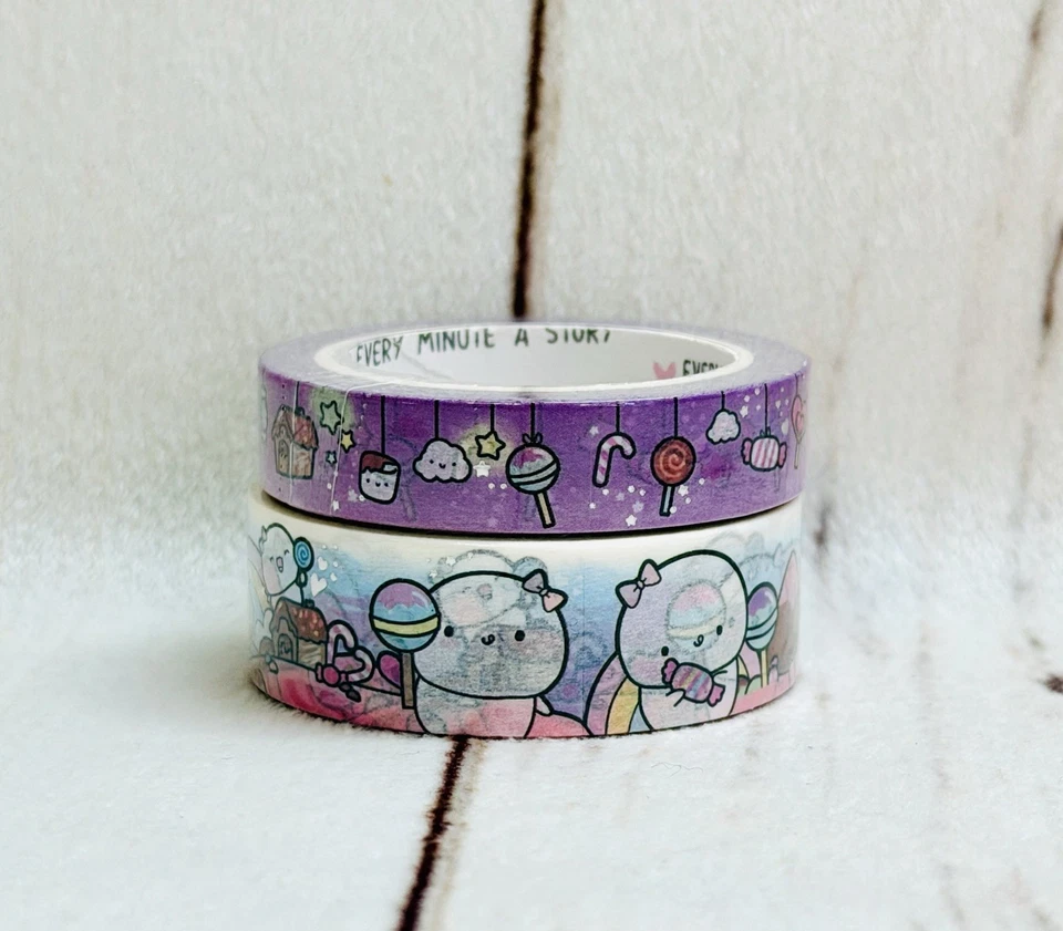 Новый и запечатанный EMAS Candyland Emoti Beanie фиолетовый бант фольга Washi ленты x 2 комплект дуэт - Изображение 1 из 1