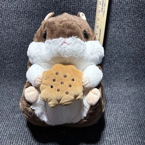 AMUSE - Plush Brown and White Hamster Holding Cookie 14” Stuffed Animal Japan - Picture 1 of 7