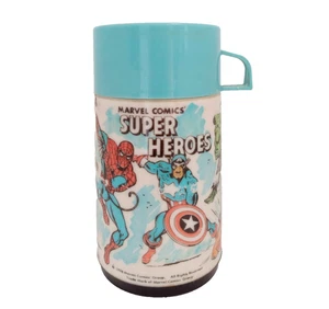 Vintage Marvel Comics Super Heroes Thermos by Aladdin Complete 1976 - Picture 1 of 9