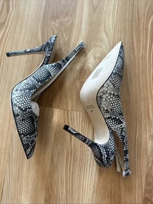 NUEVO - Emerson Fry Talla 38, Tacones Cobra de Cuero con Cordones, Andy, Estampado de Serpiente Foto 1 de 4