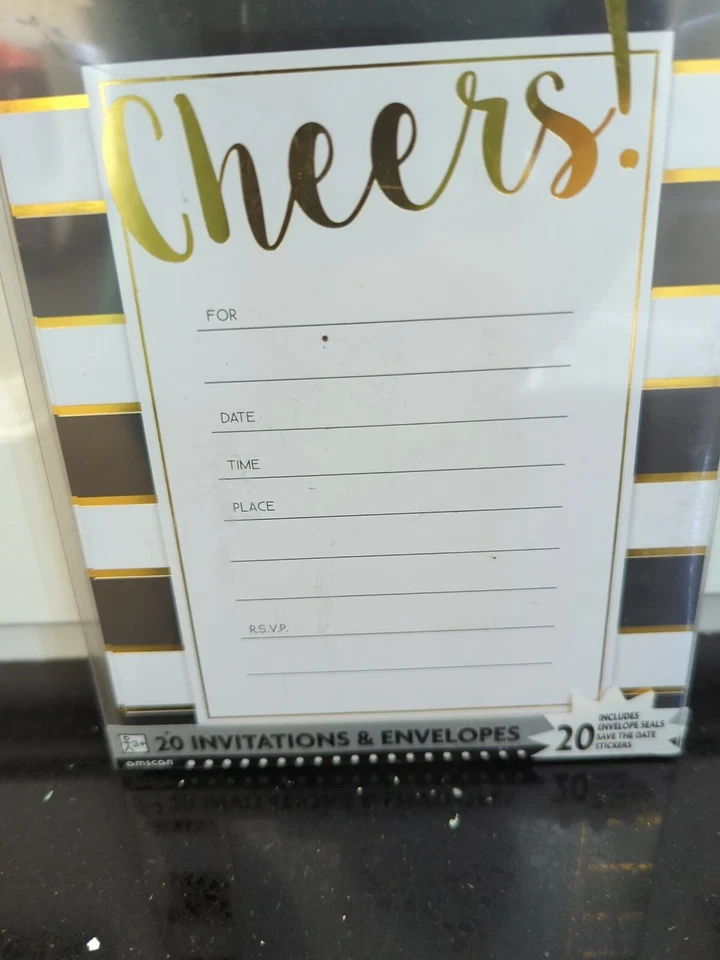 Invitations Cheers 20 Invites | Envelopes | Save Date Sticker & Seal - Image 1 of 1