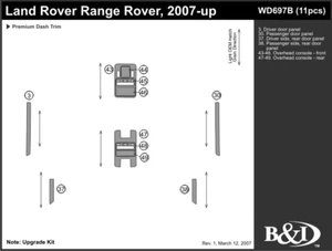 Land Rover Range Rover 2007 2008 2009 2009 kit de ajuste de tablero b - Imagen 1 de 1