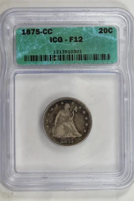 1875-CC Twenty Cent Piece : ICG F12 - Image 1 of 4