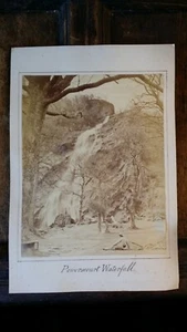 1870 LARGE FORMAT ANTIQUE ALBUMEN PHOTOGRAPH - POWERSCOURT WATERFALL IRELAND - Picture 1 of 7