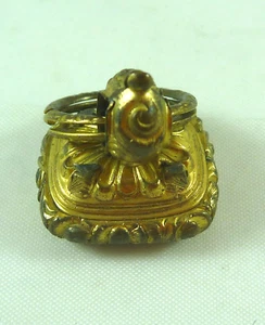 ANTIQUE VINTAGE GILDED WATCH CHAIN FOB SEAL ALL'S WELL ST #17955 - Foto 1 di 9