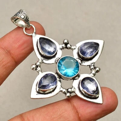 Ciondolo gioiello in argento sterling 925 fatto a mano con pietra preziosa am... - Immagine 1 di 4