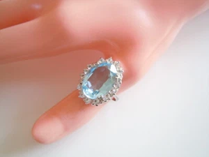 Silber Ring geprüft mit Steinen Klar+Blau 2 Punzen 7,3 g/Gr.54 - Bild 1 von 9