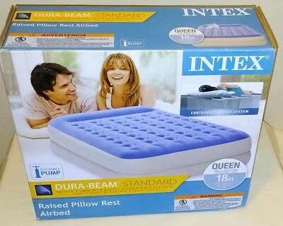 Intex QUEEN DURA-BEAM 18 inch RAISED PILLOW REST AIR BED 60"×80"×18"  - Image 1 of 4