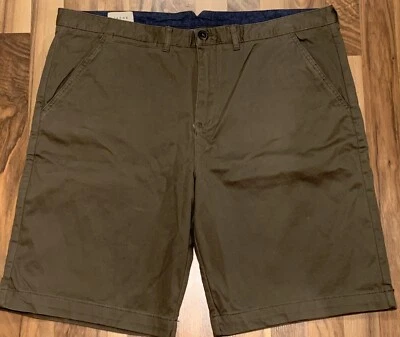 Jachs (Size 40) Men's Sateen Flat Front Shorts Stretch Coin Pocket, Olive - Image 1 of 4