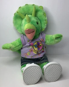 Build-A-Bear Triceratops Dinosaur Plush Green 19” Denim Skirt Purple Top Rare - Picture 1 of 12