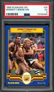 PSA 5 - 1986 Hawthorn Hawks VFL AFL Scanlens Rookie Graded Card Dermott Brereton - Picture 1 of 3