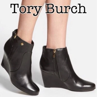Botines de cuña Tory Burch Milan de cuero negro talla 7 Foto 1 de 4