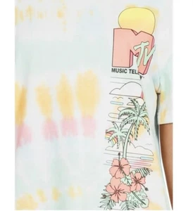 MTV Womens Music Television Tie Dye Logo Tee Shirt New Size Medium - Picture 1 of 5